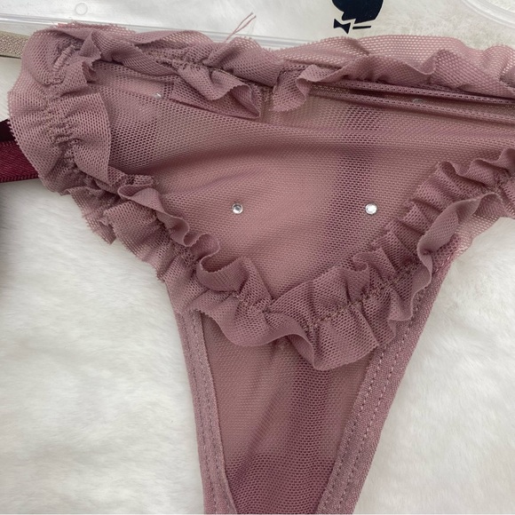 NWT Vintage PlayBoy Pink Nude Lace G-String - Picture 3 of 4